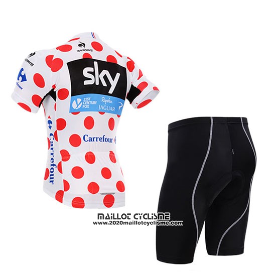 2015 Maillot Ciclismo Sky Lider Blanc et Rouge Manches Courtes et Cuissard